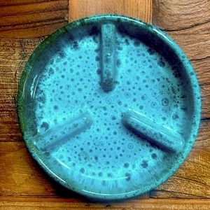 Beautiful 6 in. Ribbed Saucer (Green/Blue Speckled Plant Tray)